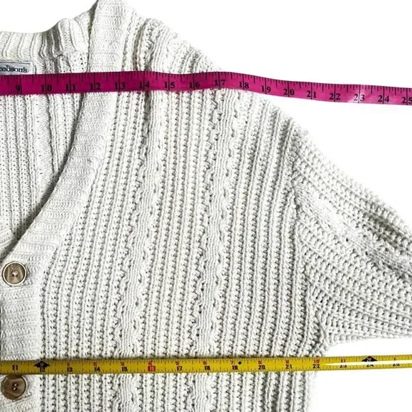 90s Vintage Jacobson's Ivory Knitted Grandpa Cardigan - Picture 4 of 8